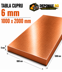 Tabla cupru 6mm – 1000 x 2000 mm – EN Cu-DHP Tabla cupru 6mm – 1000 x 2000 mm – EN Cu-DHP